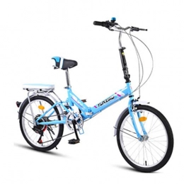 RPOLY Bike RPOLY 7-Speed Folding Bike, Folding Bicycle Foldable Compact Bicycle Great for Urban Riding and Commuting, Blue_20 Inch