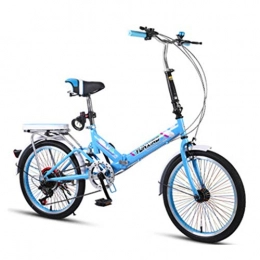 RPOLY Bike RPOLY Adult Folding Bike, 7-Speed Folding Bike City Folding Bike Bicycle with Rear Carry Rack Great for Urban Riding and Commuting, Blue_20 Inch