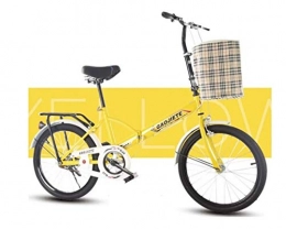 RPOLY Folding Bike RPOLY Folding Bike, City Folding Bike Bicycle, Foldable Compact Bicycle, High Carbon Steel Folding Frame, Great for Urban Riding and Commuting, Yellow_20inch