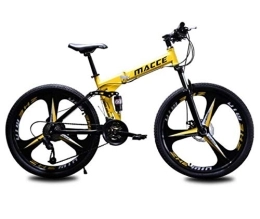 RPOLY Bike RPOLY Mountain Bike Folding Bikes, 21-Speed / 24-Speed / 27-Speed, Dual Disc Brake, Off-road Variable Speed Bicycle, Outdoor Bicycle, Yellow_24Inch / 24-Speed