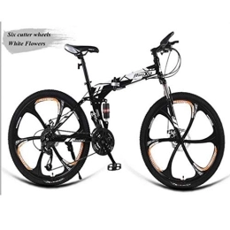 RPOLY Bike RPOLY Mountain Bike Folding Bikes, 24-Speed Folding Bicycle, Dual Shock Disc Brake, Adult Off-road Variable Speed Racing Bike, White_24 Inch