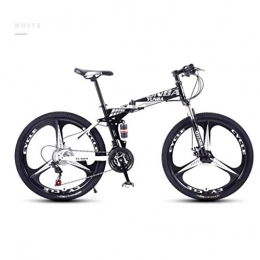 RPOLY Folding Bike RPOLY Mountain Bike Folding Bikes, Adult Bicycle Off-road Bike, Dual Shock Absorption, Folding Bicycle for Men and Women, White_26 Inch-21Speed