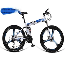 RPOLY Folding Bike RPOLY Mountain Bike Folding Bikes, City Folding Bike Bicycle for Adults with Anti-Skid and Wear-Resistant Tire Front and Rear Fenders, Blue_26 Inch