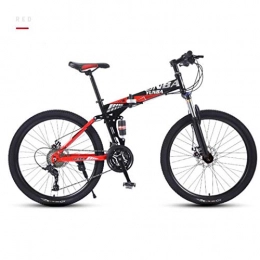 RPOLY Bike RPOLY Mountain Bike Folding Bikes, Folding Bicycle Dual Shock Absorption Adult Bicycle Off-road Bike, for Men and Women, Red_24Inch / 27-Speed
