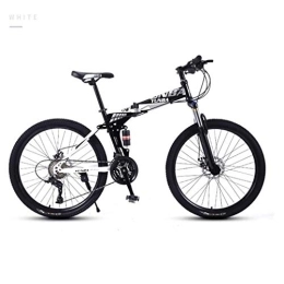 RPOLY Folding Bike RPOLY Mountain Bike Folding Bikes, Folding Bicycle for Men and Women, Dual Shock Absorption, Adult Bicycle Off-road Bike, White_26 Inch-27Speed
