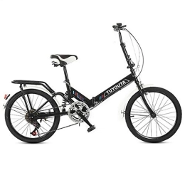 RR-YRL Bike RR-YRL 20-Inch Folding Bike, City Road Bike, 6-Speed, Shock Absorption, Carbon Steel Frame, Unisex Adult Student, Black