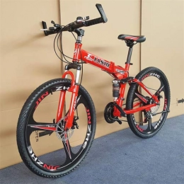 RR-YRL Bike RR-YRL 24 Inch Carbon Steel Folding Bike, 21 Kinds of Variable Speed Mountain Bike, Unisex Adult, Easy To Carry, Red