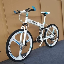 RR-YRL Folding Bike RR-YRL 24 Inch Carbon Steel Folding Bike, 21 Kinds of Variable Speed Mountain Bike, Unisex Adult, Easy To Carry, White