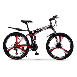 RR-YRL Folding Bike RR-YRL 24 Inch Folding Bicycle, Adult Mountain Shift Bicycle, High Carbon Steel Frame, Double Disc Brake, Unisex, Adapt To Various Road Conditions, red 24 shift