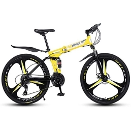 RR-YRL Bike RR-YRL 26-Inch Folding Bike, Mountain Bike, Shock Absorber Bike, Unisex City Road Bike, Yellow 24 Speed
