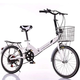 RSGK Bike RSGK 20-inch Foldable Bicycle with Variable Speed Shock Absorption and Shopping Basket, Surprisingly Stable, Maximum Load 390 Pounds