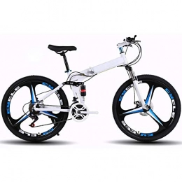 RSGK Folding Bike RSGK Mountain Bike, Front Suspension, 26-inch Wheels, Carbon Steel Frame, 21-speed Non-slip Bicycle with Dual Disc Brakes, Suitable for Adult Off-road