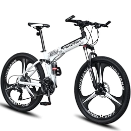 RSTJ-Sjef Folding Bike RSTJ-Sjef 27 Speed 26 Inch Mountain Bike for Men Women Adult, Foldable High Carbon Steel Trail Bicycle with Hydraulic Disc Brake And Central Shock Absorber, 21 speed