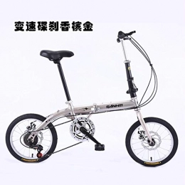 RUPO Bike RUPO 14 / 16 inch men and women folding bicycle adult variable speed disc brake, gold Variable speed, 14 inch