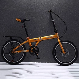 RUPO Folding Bike RUPO Folding Bike Male and Female Students Variable Speed Ultra Light Compact 16 / 20 inch Trunk Bicycle, Yellow, 16 inch single speed