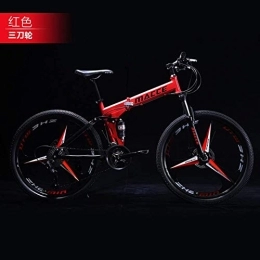 Rziioo Folding Bike RZiioo 21 Speed Folding Mountain Bike Bicycle 24-inch Male And Female Students Shift Double Shock Absorber Adult Commuter Foldable Bike Dual Disc Brakes, Black, Three cutter wheel