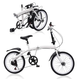SABUIDDS  SABUIDDS 20 Inch Adult Folding Bike 7 Speed Bike Lightweight Alloy Foldable Bike Carbon Steel City Bike Height Adjustable and Double V Brake Bicycle Suitable for Roadways, Mountains, Racing, White