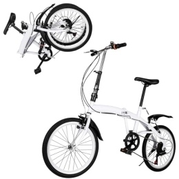 Salmeee Bike Salmeee Adult Folding Mountain Bike, 20-inch Wheels, High Carbon Steel Full Suspension MTB Bicycle 6-Speed Drivetrain, Front Caliper & Rear Holding Brake Foldable Bikes for Teens, Adults