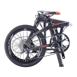SAVA Folding Bike SAVA 20” Carbon Fiber Frame Folding Bicycle Lightweight 20 Speed Shimano 4700 System Disc Brake Foldable Bike (Black Orange)