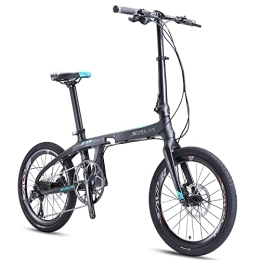 SAVADECK Folding Bike SAVADECK Z1 Carbon Folding Bike 20 inch Lightweight Mini Compact City Bicycle with SHIMANO SORA R3000 9 Speed Derailleur System and Carbon Fiber Frame Adjustable Folding Bike (Black Blue)