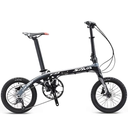 SAVADECK Folding Bike SAVADECK Z2 Carbon Folding Bike 16 inch Carbon Fiber Frame Mini Compact City Foldable Bicycle with Shimano SORA R3000 9 Speed Groupset (Black Grey)