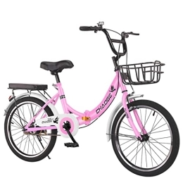SchAan Folding bike adults, 20 inch bike singlespeed folding bike with rear seat for city and camping,Pink