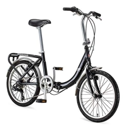 Schwinn Bike Schwinn Loop Adult Folding Bike, 20-inch Wheels, 7-Speed Drivetrain, Rear Carry Rack, Carrying Bag, Black