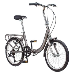 Schwinn Bike Schwinn Loop Adult Folding Bike, 20-inch Wheels, 7-Speed Drivetrain, Rear Carry Rack, Carrying Bag, Silver