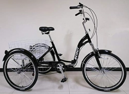 Scout Folding Bike SCOUT Quality adult folding tricycle, trike, 6-speed shimano gears, folding alloy frame (Black)