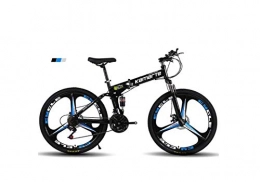SEESEE.U Bike SEESEE.U Mountain Bike Mens' Mountain Bike, 24" inch 3-Spoke Wheels High-Carbon Steel Frame, 21 / 24 / 27 Speed Dual Suspension Folding Bike Unisex with Disc Brakes, Black, 21 Speed