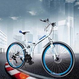 seveni Folding Bike seveni Adult Folding Mountain Bikes 24 / 26 Inch Mountain Trail Bicycle High Carbon Steel Full Suspension Frame Folding Bicycles 21 Speed ​​Gears Disc Brakes
