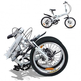 seveni Bike seveni Dual Disc Brakes 7 Speed Mountain Bike Folding Bicycle 20 Inch Foldable Bicycles(White)