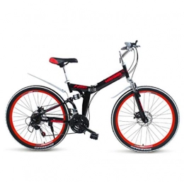 SHIN City Bike Unisex Folding Mountain Bicycle Adults Mini Lightweight For Men Women Ladies Teens With Adjustable Seat,aluminum Alloy Frame,27 Inch Wheels Disc brakes/black red / 21 speed
