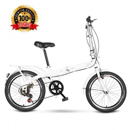 SHIN Bike SHIN Foldable Adult Bicycle 20 Inch, Unisex Lightweight Commuter Bike, 6-Speed MTB Folding Bicycle, Mountain Bike / white