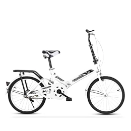  Bike Single Speed Folding Bicycle Shock Absorber Lightweight Portable Foldable Bike Travel Exercise City Bike for Men Women Student Teenager, White(Size:16 inch)
