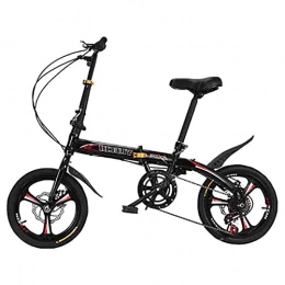 sknonr Folding Bike sknonr 130 Cm Folded Bicycle, 6-speed Drive, 20-inch Variable Disc Brake Wheel, Black