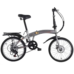 SLDMJFSZ Bike SLDMJFSZ Foldable Bicycle, 6 Speed 20 inch Variable Speed Folding Bike with Disc Brakes Aluminium Wheels City Bicycle for Women, Men, Silver