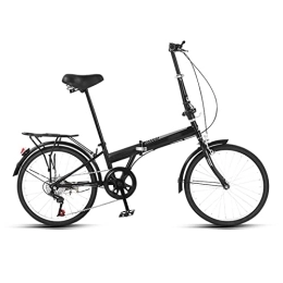 SLDMJFSZ Bike SLDMJFSZ Foldable Bicycle for Men Women, 20 inch 7 Speed Variable Speed Folding Bike with Disc Brakes Non-slip Wheels City Bicycle, black