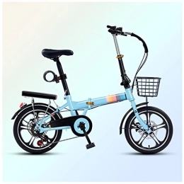 SLDMJFSZ Folding Bike SLDMJFSZ Folding Bike, 20 inch 7 Speed 5 knives Variable Speed Foldable Bicycle with Disc Brakes Non-slip Wheels for Boy Girl, Rainbow Blue
