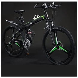 SLDMJFSZ Folding Bike Foldable Bicycle with Dual Disc Brakes 24-inch Aluminium Wheels Easy Folding City Bicycle for Women, Men,black green,24speed