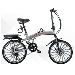 SLDMJFSZ Bike SLDMJFSZ Variable Speed Folding Bike, 6 Speed 20 inch Foldable Bicycle with Disc Brakes Aluminium Wheels City Bicycle for Women, Men, Silver