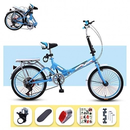SLRMKK Folding Bike SLRMKK Folding Adult Bicycle, 20-inch Shock-absorbing Portable Bicycle, 6-speed Adjustment, Suitable for Male and Female Student Walking Bicycles (including Gift Packs)