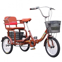 SN Bike SN Adult Folding Tricycle, 1 Speed Foldable Adult Trike, 16 Inch 3 Wheel Bikes With Low Step-Through, Adjustable Manpower Pedal Bicycle With Basket For Adult (Color : Brown)