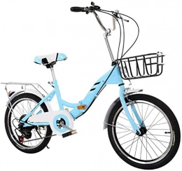 Sooiy Folding Bike Sooiy Folding bicycle 20 inch adult folding bicycle ultra light speed portable bicycle to school fast folding bicycle single speed bicycle Bicicletas de carretera, Blue