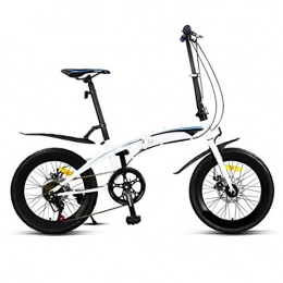 GHGJU  Speed ? Folding Bicycle 20-inch Double-disc Brakes Children Bicycle Adult Female Students Bicycle Cross-country Bike, White-20in