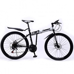 WJSW Folding Bike Spoke Wheels Shock Absorption Mountain Bicycle, 26 Inch Dual Suspension Folding Bike (Color : Black, Size : 21 speed)