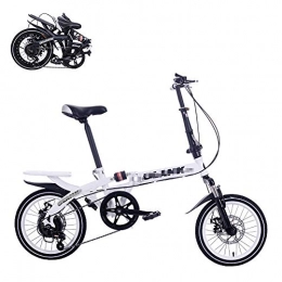 SUIBIAN Bike SUIBIAN Folding Adult Bicycle, 14 / 16-inch Portable Bicycle, 6-speed Speed Regulation, Dual Disc Brakes, Adjustable Seat, Quick Folding Shock-absorbing Commuter Bike, White, 14