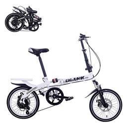 SUIBIAN Bike SUIBIAN Folding Adult Bicycle, 14-inch Labor-saving Shock-absorbing Commuter Bicycle 6-speed Variable Speed Quick Folding Adjustable Double Disc Brake, 4 Colors, White