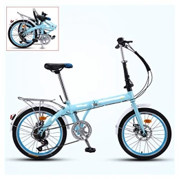 SUIBIAN Bike SUIBIAN Folding Adult Bicycle, 7-speed Ultra-light Portable Bicycle, 3-step Quick Folding, Double-disc Brake, Adjustable and Comfortable Saddle, 16 / 20 Inch 4 Colors, Blue, 16