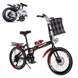 SUIBIAN Bike SUIBIAN Folding Adult Bicycle, Ultra-light Portable 20-inch Variable Speed Student Mini Bike, Front and Rear Double Disc Brake 6-speed Seat Adjustable, Red